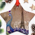 Modern Butterfly  Floral Paris Eiffel Tower Decor Star Ornament Front