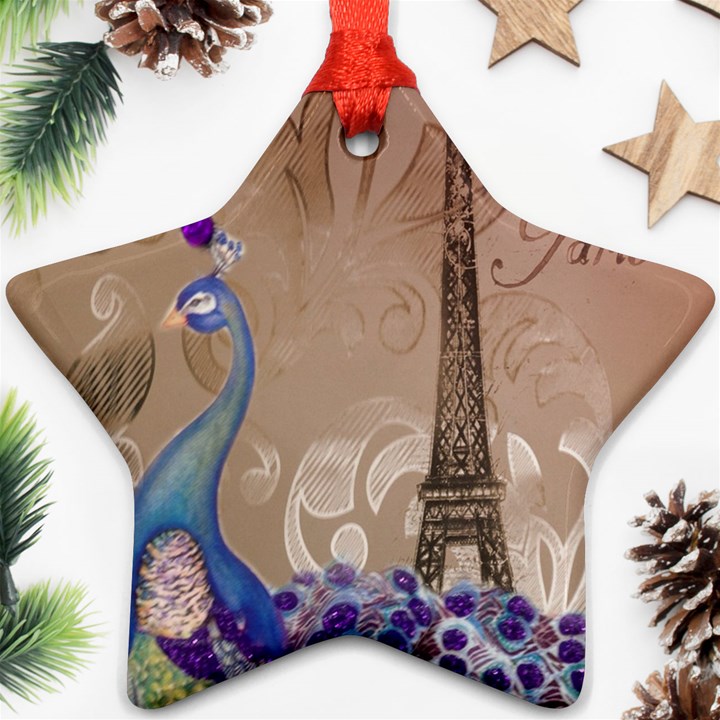 Modern Butterfly  Floral Paris Eiffel Tower Decor Star Ornament