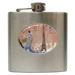 Modern Butterfly  Floral Paris Eiffel Tower Decor Hip Flask Front