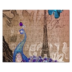 Modern Butterfly  Floral Paris Eiffel Tower Decor Jigsaw Puzzle (rectangle) by chicelegantboutique