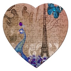 Modern Butterfly  Floral Paris Eiffel Tower Decor Jigsaw Puzzle (heart) by chicelegantboutique