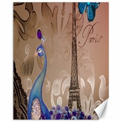 Modern Butterfly  Floral Paris Eiffel Tower Decor Canvas 11  X 14  (unframed) by chicelegantboutique