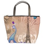 Modern Butterfly  Floral Paris Eiffel Tower Decor Bucket Bag Front