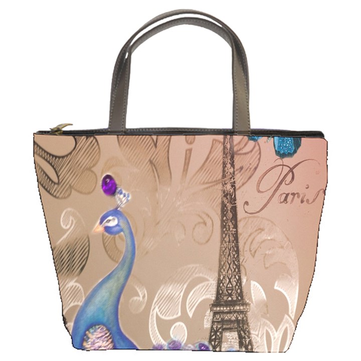 Modern Butterfly  Floral Paris Eiffel Tower Decor Bucket Bag