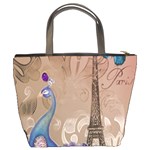 Modern Butterfly  Floral Paris Eiffel Tower Decor Bucket Bag Back