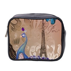 Modern Butterfly  Floral Paris Eiffel Tower Decor Mini Travel Toiletry Bag (two Sides) by chicelegantboutique