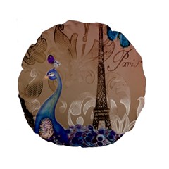 Modern Butterfly  Floral Paris Eiffel Tower Decor 15  Premium Round Cushion  by chicelegantboutique