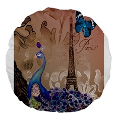 Modern Butterfly  Floral Paris Eiffel Tower Decor 18  Premium Round Cushion 