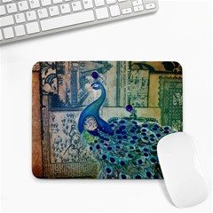 French Scripts Vintage Peacock Floral Paris Decor Small Mouse Pad (rectangle) by chicelegantboutique