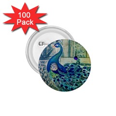 French Scripts Vintage Peacock Floral Paris Decor 1 75  Button (100 Pack) by chicelegantboutique