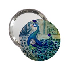 French Scripts Vintage Peacock Floral Paris Decor Handbag Mirror (2 25 ) by chicelegantboutique