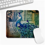 French Scripts Vintage Peacock Floral Paris Decor Large Mouse Pad (Rectangle) Front