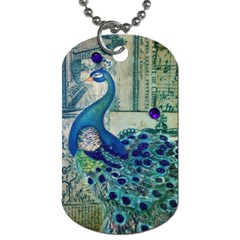 French Scripts Vintage Peacock Floral Paris Decor Dog Tag (two-sided)  by chicelegantboutique