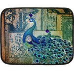 French Scripts Vintage Peacock Floral Paris Decor Mini Fleece Blanket (Two Sided) 35 x27  Blanket Front