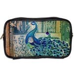 French Scripts Vintage Peacock Floral Paris Decor Travel Toiletry Bag (Two Sides) Back