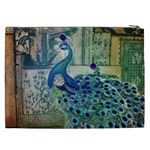 French Scripts Vintage Peacock Floral Paris Decor Cosmetic Bag (XXL) Back