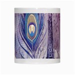 Peacock Feather White Rose Paris Eiffel Tower White Coffee Mug Center