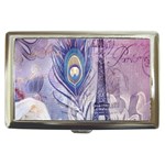 Peacock Feather White Rose Paris Eiffel Tower Cigarette Money Case Front