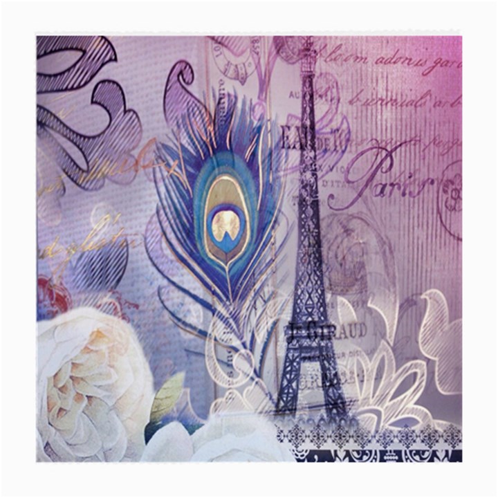 Peacock Feather White Rose Paris Eiffel Tower Glasses Cloth (Medium, Two Sided)