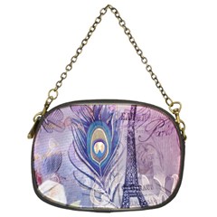 Peacock Feather White Rose Paris Eiffel Tower Chain Purse (two Sided)  by chicelegantboutique