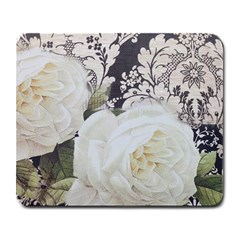 Elegant White Rose Vintage Damask Large Mouse Pad (rectangle) by chicelegantboutique