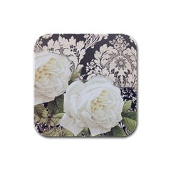 Elegant White Rose Vintage Damask Drink Coasters 4 Pack (square)