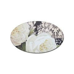 Elegant White Rose Vintage Damask Sticker 100 Pack (oval) by chicelegantboutique