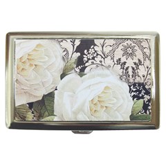 Elegant White Rose Vintage Damask Cigarette Money Case