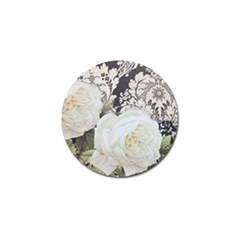 Elegant White Rose Vintage Damask Golf Ball Marker by chicelegantboutique