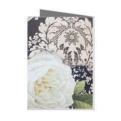 Elegant White Rose Vintage Damask Mini Greeting Card (8 Pack) by chicelegantboutique