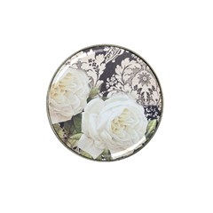 Elegant White Rose Vintage Damask Golf Ball Marker 4 Pack (for Hat Clip) by chicelegantboutique