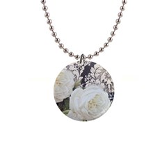 Elegant White Rose Vintage Damask Button Necklace by chicelegantboutique