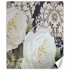 Elegant White Rose Vintage Damask Canvas 8  X 10  (unframed) by chicelegantboutique