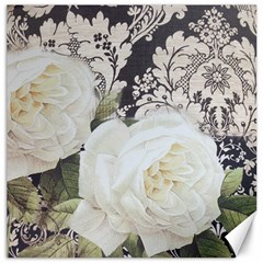 Elegant White Rose Vintage Damask Canvas 16  X 16  (unframed) by chicelegantboutique