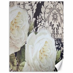 Elegant White Rose Vintage Damask Canvas 18  X 24  (unframed) by chicelegantboutique