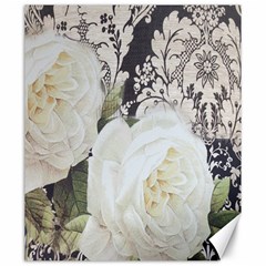 Elegant White Rose Vintage Damask Canvas 20  X 24  (unframed) by chicelegantboutique