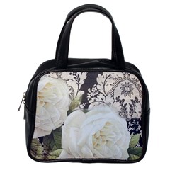 Elegant White Rose Vintage Damask Classic Handbag (one Side) by chicelegantboutique