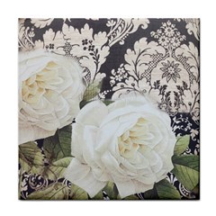 Elegant White Rose Vintage Damask Face Towel by chicelegantboutique