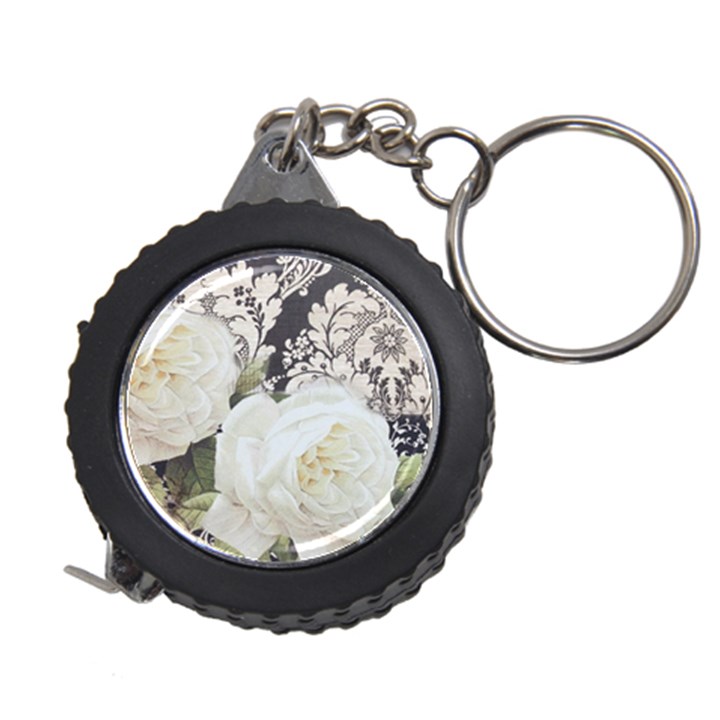 Elegant White Rose Vintage Damask Measuring Tape