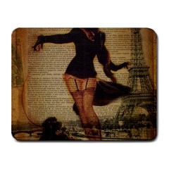 Paris Lady And French Poodle Vintage Newspaper Print Sexy Hot Gil Elvgren Pin Up Girl Paris Eiffel T Small Mouse Pad (rectangle) by chicelegantboutique