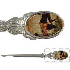 Paris Lady And French Poodle Vintage Newspaper Print Sexy Hot Gil Elvgren Pin Up Girl Paris Eiffel T Letter Opener by chicelegantboutique