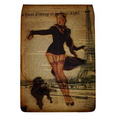 Paris Lady And French Poodle Vintage Newspaper Print Sexy Hot Gil Elvgren Pin Up Girl Paris Eiffel T Removable Flap Cover (large) by chicelegantboutique