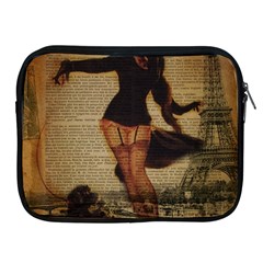 Paris Lady And French Poodle Vintage Newspaper Print Sexy Hot Gil Elvgren Pin Up Girl Paris Eiffel T Apple Ipad 2/3/4 Zipper Case by chicelegantboutique