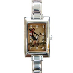 Paris Girl And Great Dane Vintage Newspaper Print Sexy Hot Gil Elvgren Pin Up Girl Paris Eiffel Towe Rectangular Italian Charm Watch by chicelegantboutique