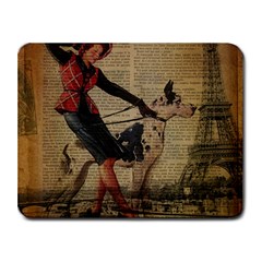 Paris Girl And Great Dane Vintage Newspaper Print Sexy Hot Gil Elvgren Pin Up Girl Paris Eiffel Towe Small Mouse Pad (rectangle) by chicelegantboutique