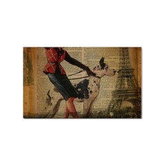 Paris Girl And Great Dane Vintage Newspaper Print Sexy Hot Gil Elvgren Pin Up Girl Paris Eiffel Towe Sticker 100 Pack (rectangle) by chicelegantboutique