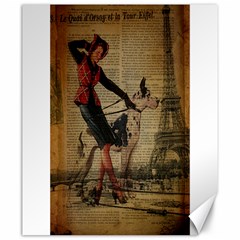 Paris Girl And Great Dane Vintage Newspaper Print Sexy Hot Gil Elvgren Pin Up Girl Paris Eiffel Towe Canvas 20  X 24  (unframed) by chicelegantboutique