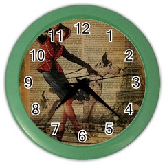 Paris Girl And Great Dane Vintage Newspaper Print Sexy Hot Gil Elvgren Pin Up Girl Paris Eiffel Towe Wall Clock (color) by chicelegantboutique