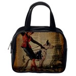 Paris Girl And Great Dane Vintage Newspaper Print Sexy Hot Gil Elvgren Pin Up Girl Paris Eiffel Towe Classic Handbag (One Side) Front