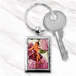 Cute Purple Dress Pin Up Girl Pink Rose Floral Art Key Chain (Rectangle) Front